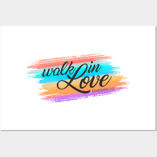 Inspirational Walk in Love Bible Verse Valentine Quote Posters and Art